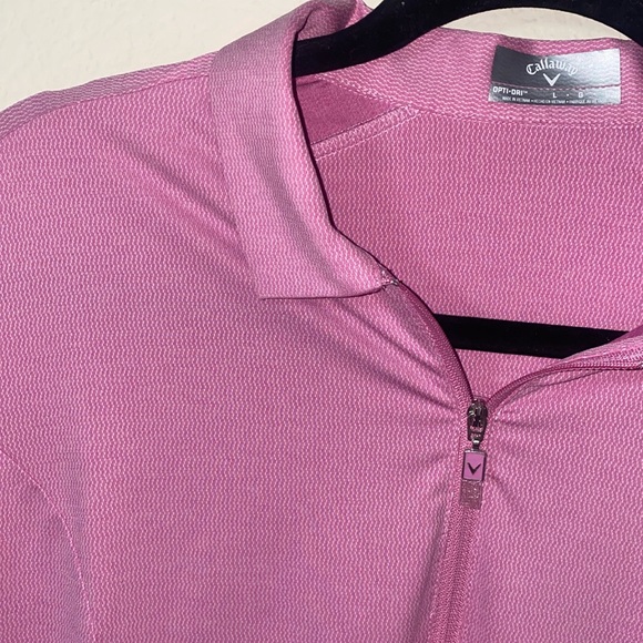 🐆Callaway Opti-Dri Pink quarter zip short sleeved polo! - Picture 2 of 8